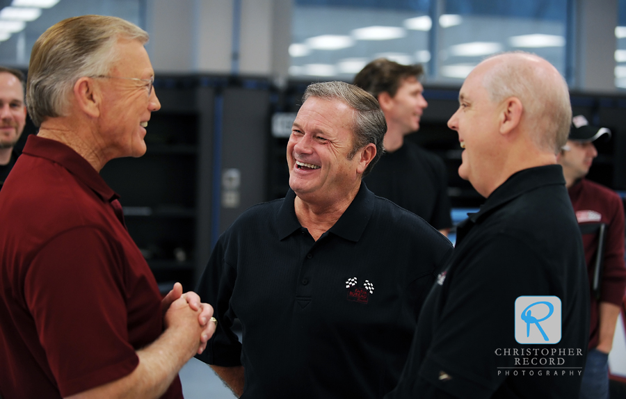 Gibbs jokes with Farm Bureau execs Trosclair and Doolittle