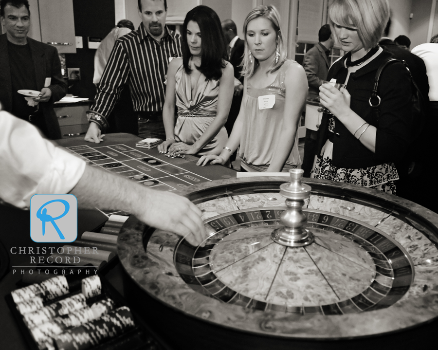 Guests ready for a spin of the roulette wheel