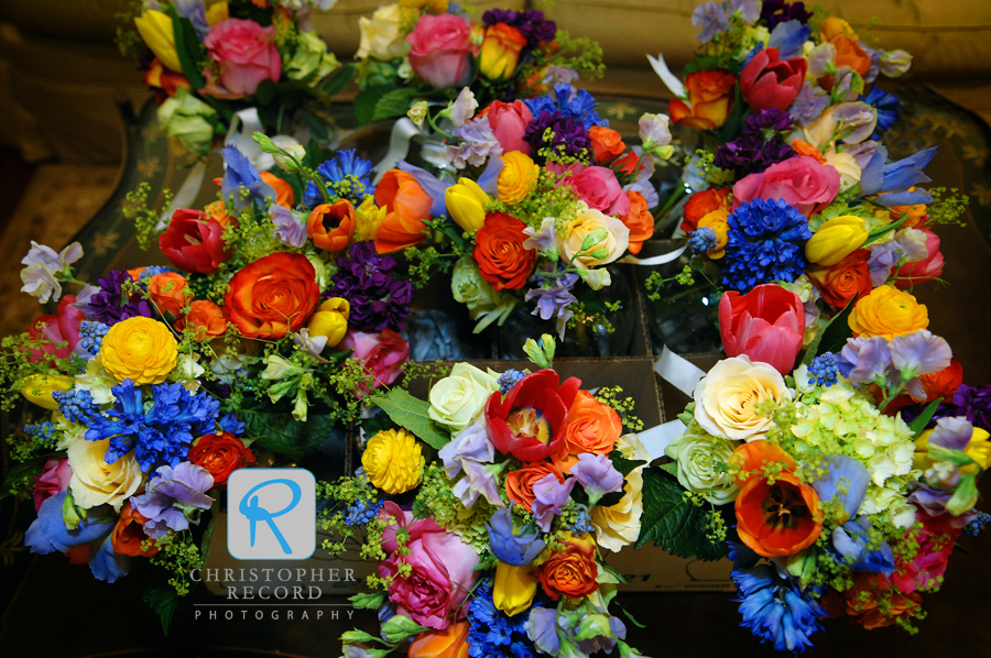 Bright, sunny flowers from Jay at In Bloom brightened the gray day