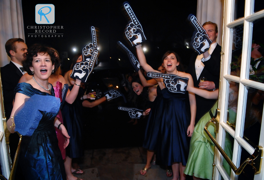 I've photographed many, many weddings, but this was my first official foam-finger send off