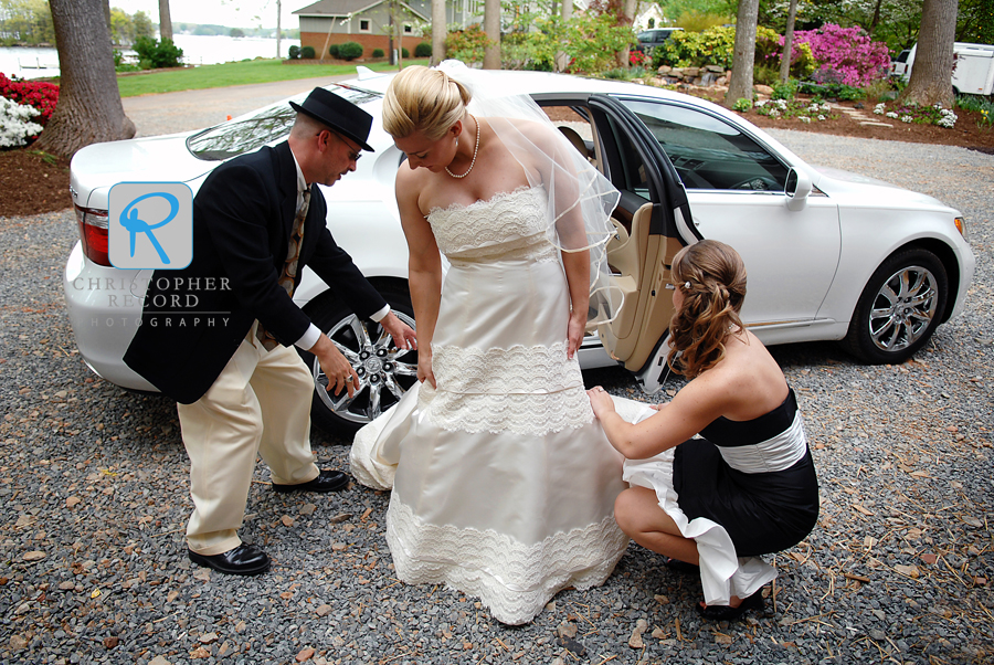 Arriving at the wedding