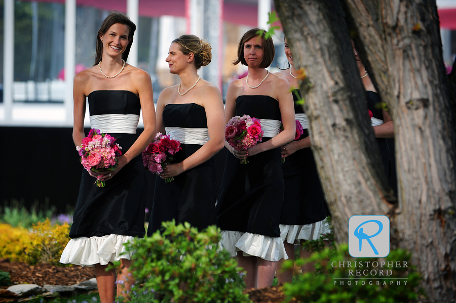 The bridesmaids get ready to make their entrance