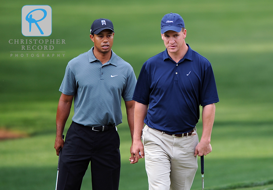 Tiger Woods was paired with NFL quarterback Peyton Manning during the Pro-Am