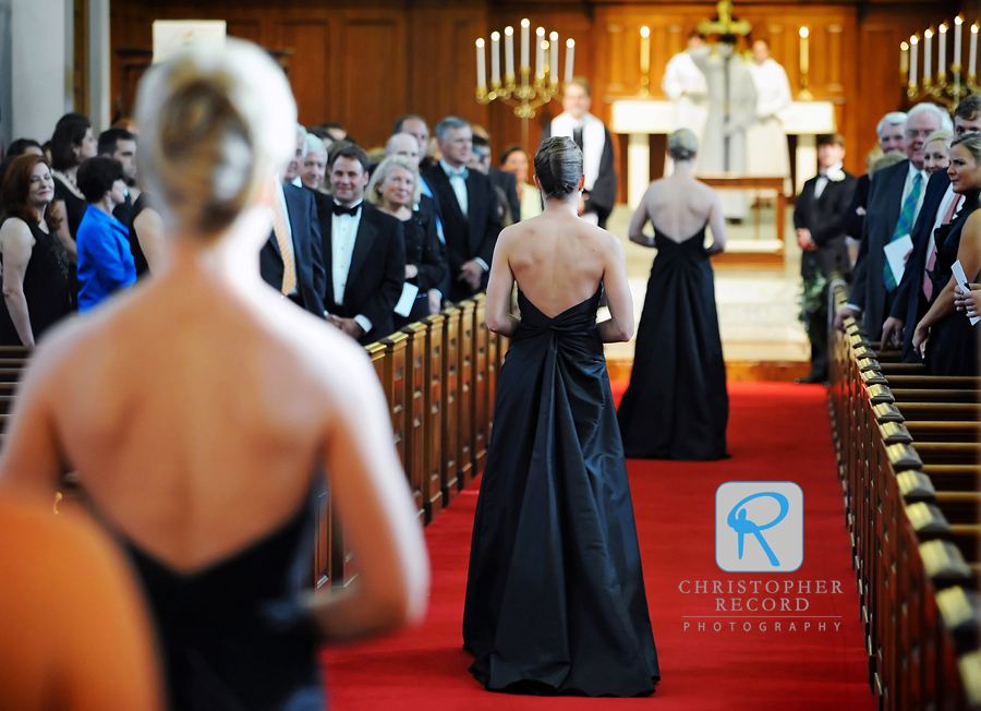 The bridesmaids make their entrance