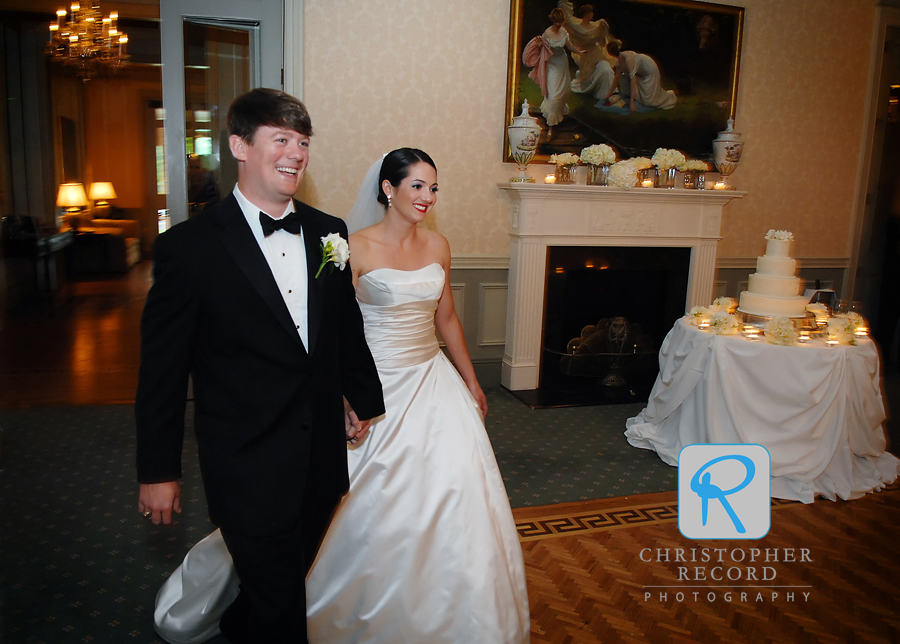 Elizabeth and Taylor enter the ballroom at Carmel Country Club