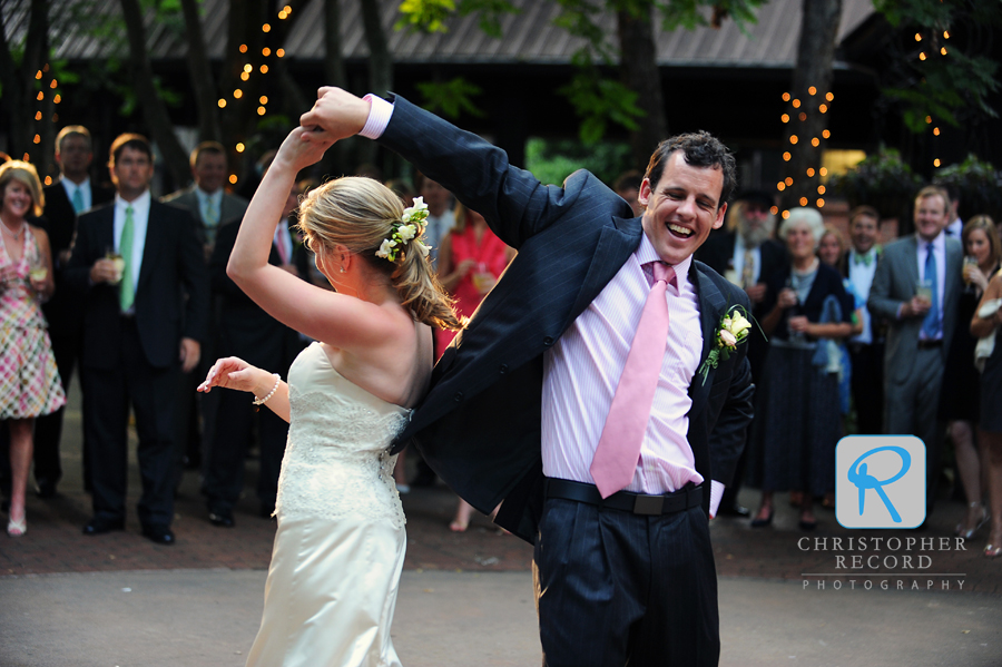 The couple displays some fancy dance moves