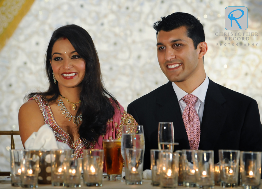 Listening to speeches at the reception