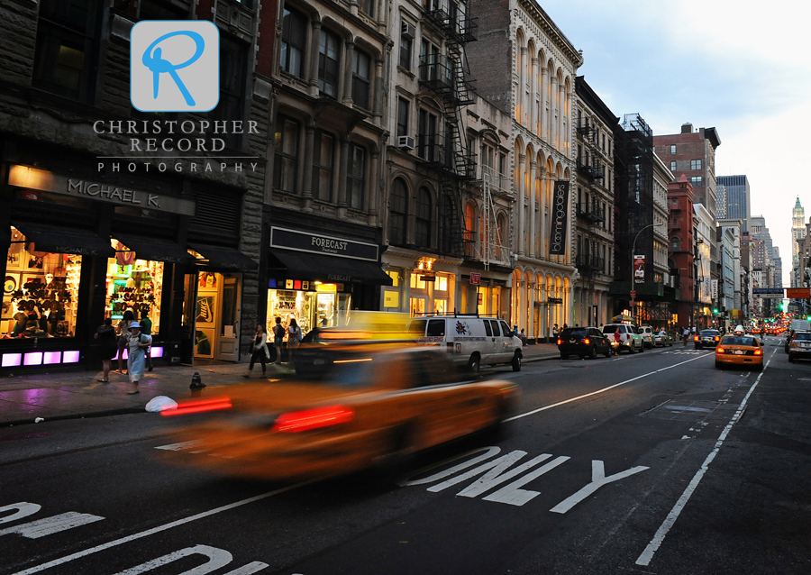 An evening street scene