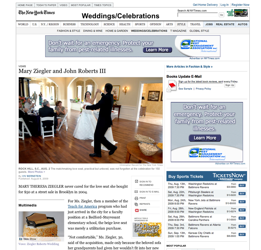 Rock Hill, SC, wedding featured in Sunday's New York Times