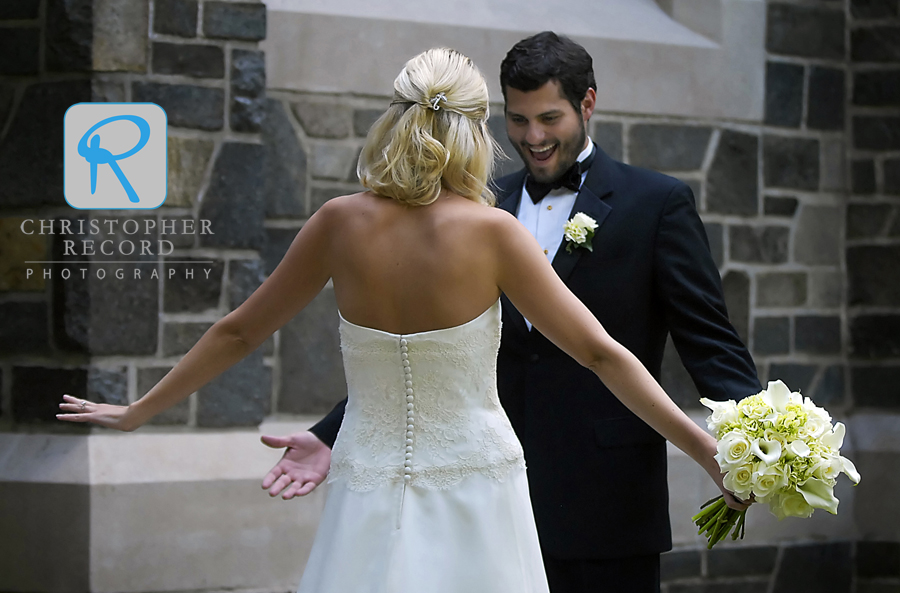 Katie and Rob decided to see each other before the ceremony and Rob gave a great reaction when he took his first look at his bride