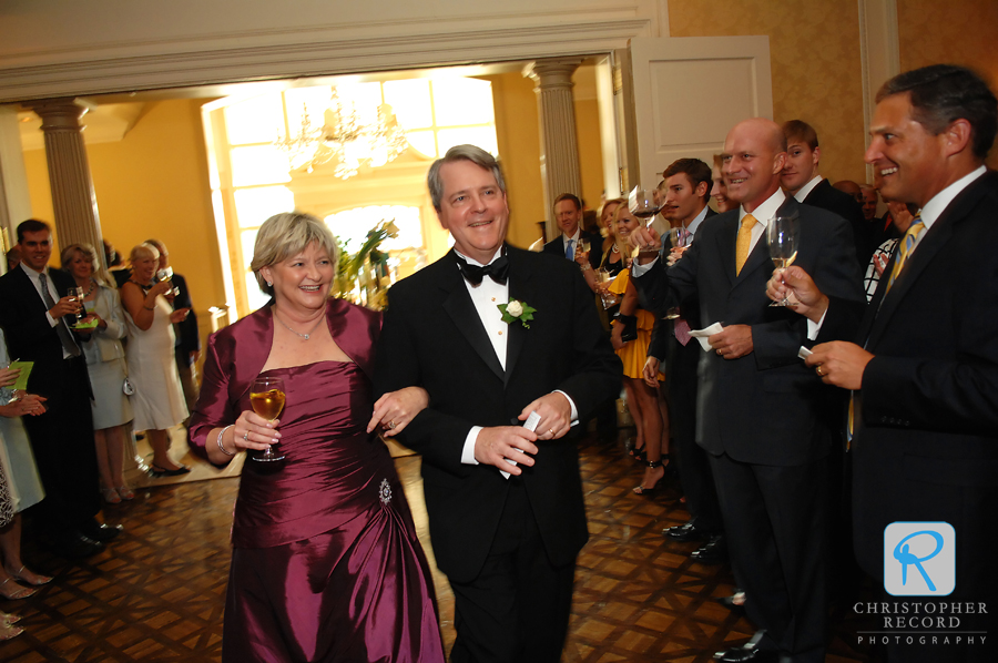 Debbie and Pat make their way into the reception