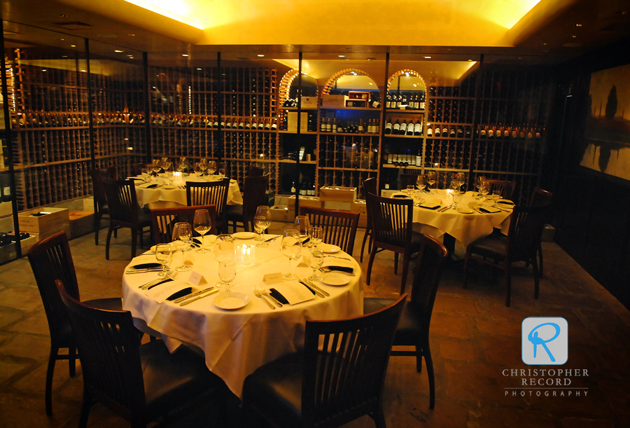 The wine cellar at Del Frisco's was a wonderful setting for the intimate dinner