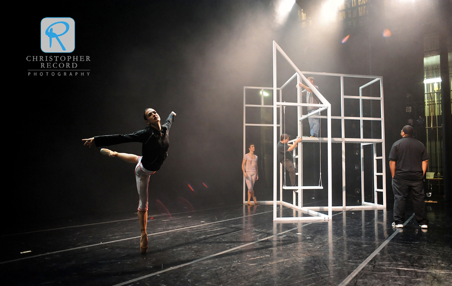 Rebecca Carmazzi gets warmed up backstage as she prepares for "Glass Houses" by Sasha Janes