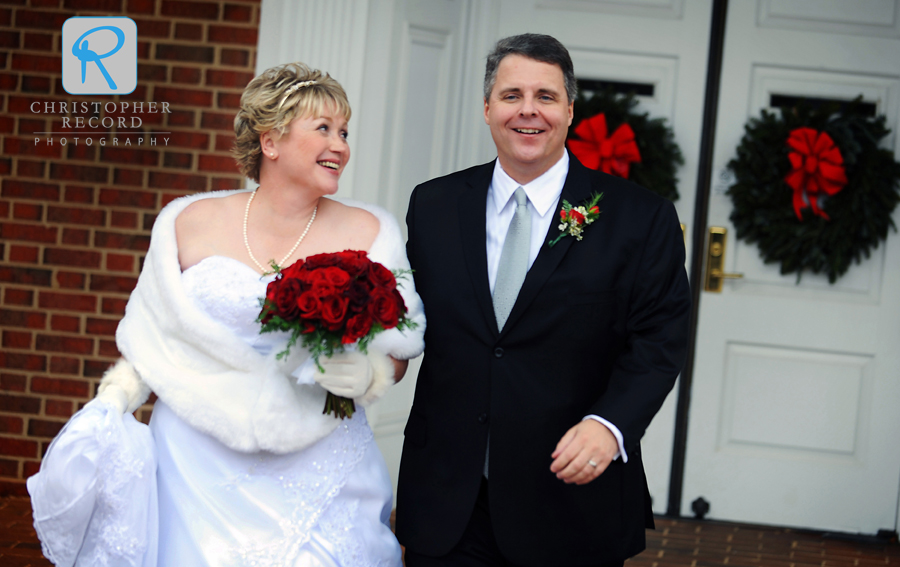 Barbara and Pete exit Providence Baptist Church