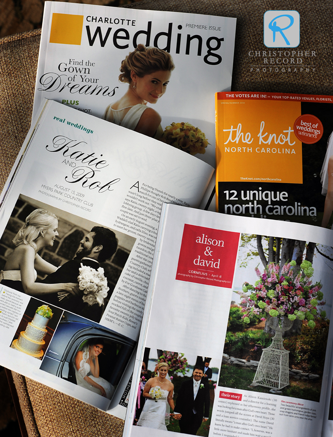 Weddings featured in The Knot's North Carolina edition and the premiere issue of Charlotte Weddings