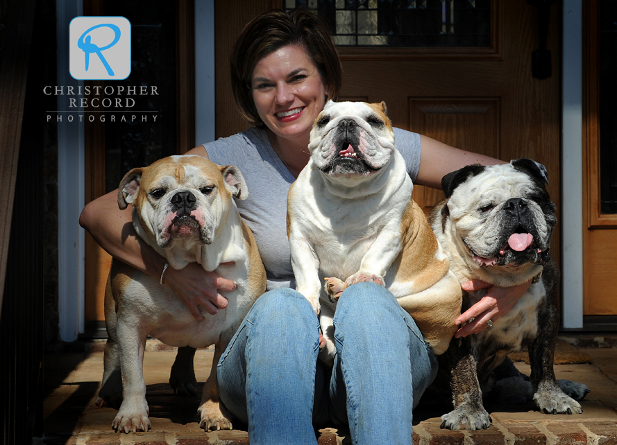 Family portrait: Kelley with Lucas, Lily and Brutas