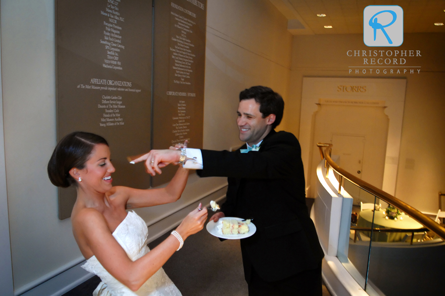 Having some fun while cutting the cake