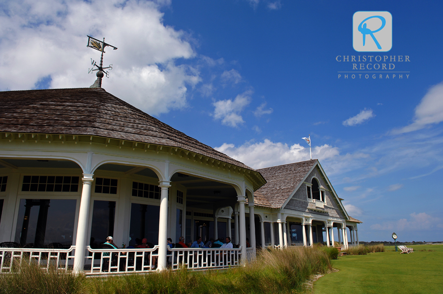 The clubhouse for the Ocean Course on a beautiful afternoon