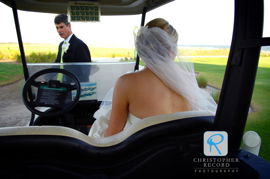 A quick golf cart ride out to take some portraits on the beach