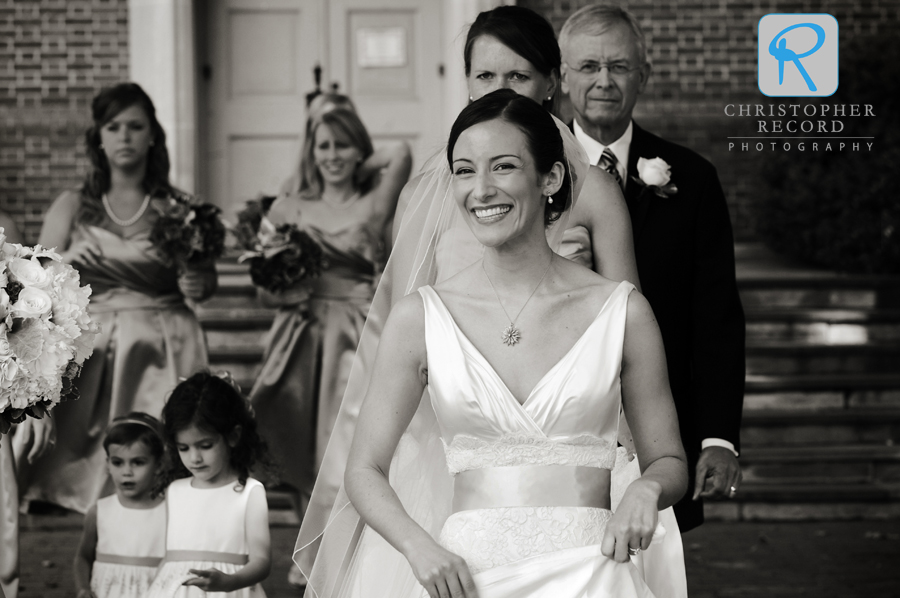 Ann's joy shows as she walks to the church entrance