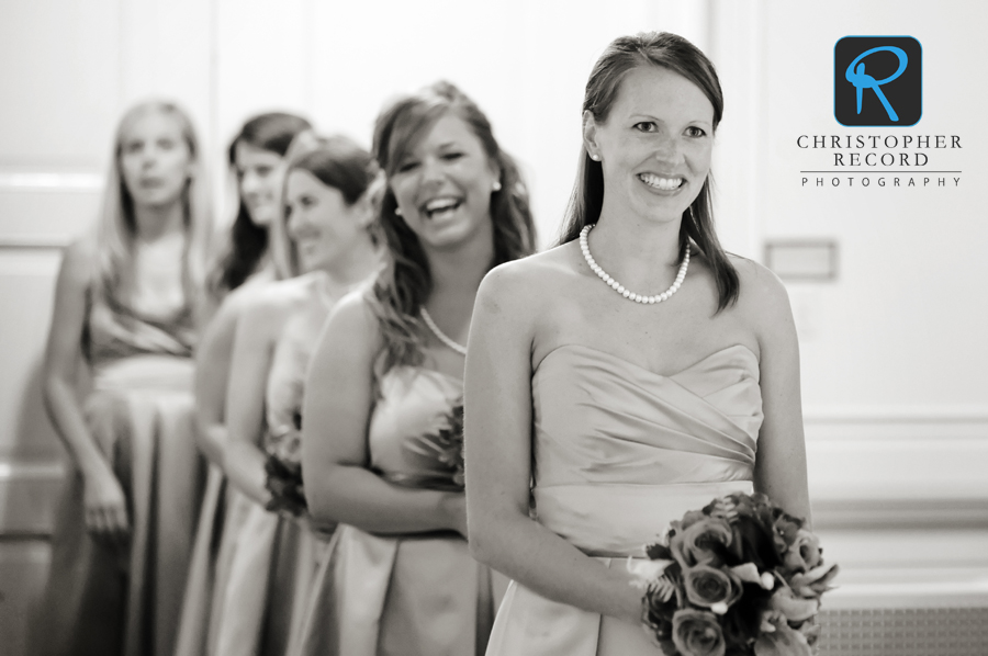 The bridesmaids prepare to enter