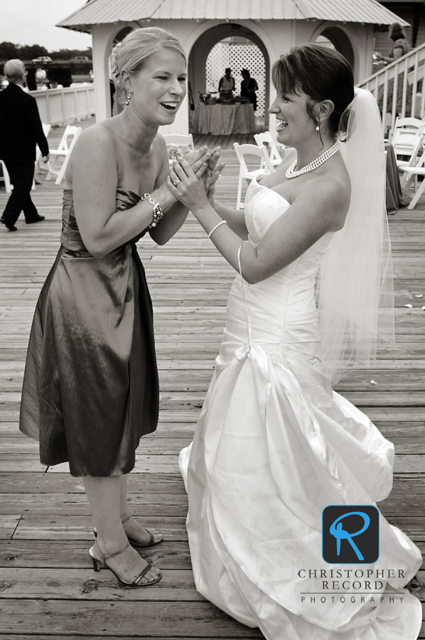 Bridesmaid Courtney shares her joy with her friend