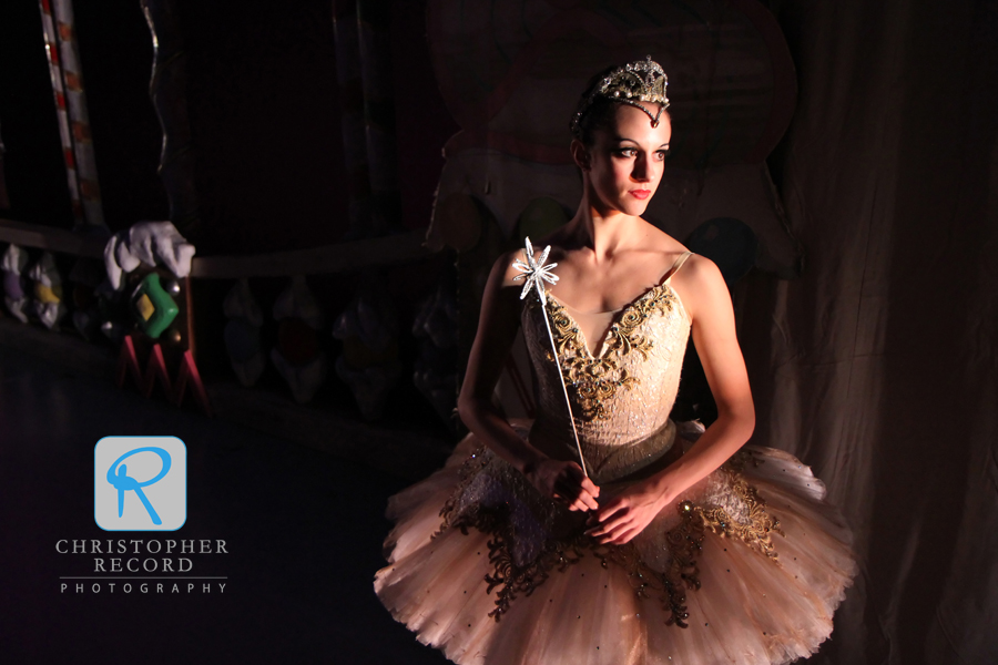 Alessandra Ball waits in the wings moments before going onstage