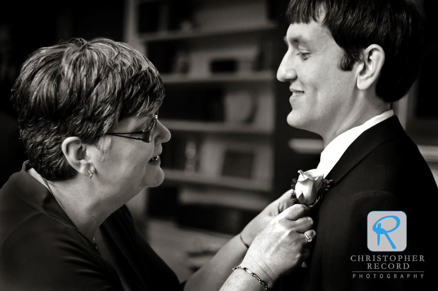 Adam captured Jim's mother pinning his boutonniere