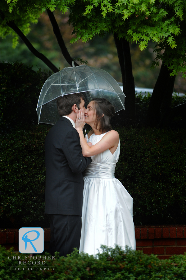 A kiss before heading back inside