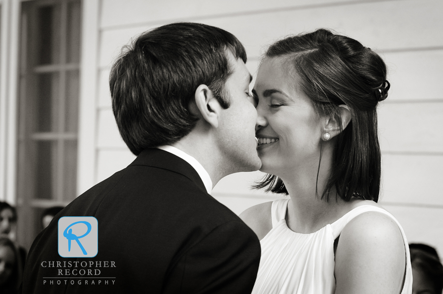 The kiss seen from Adam's vantage point in the front