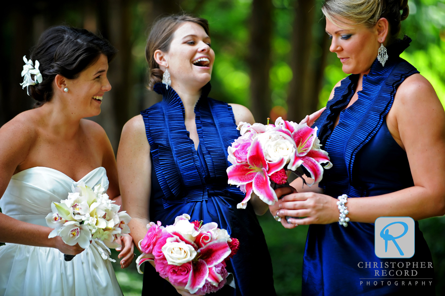 Amy jokes with bridesmaids