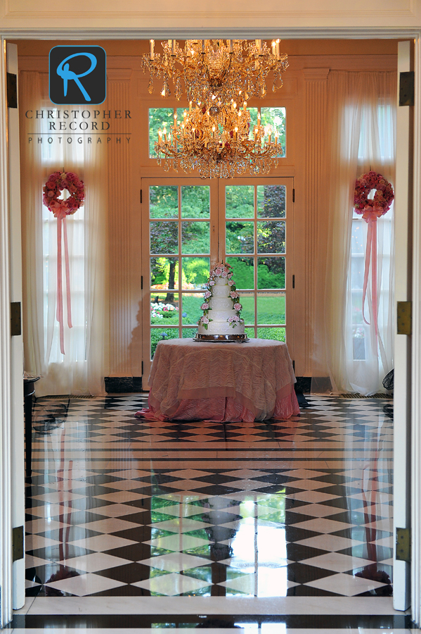 A grand entrance with one of Kathy Allen Fine Wedding Cakes as the centerpiece