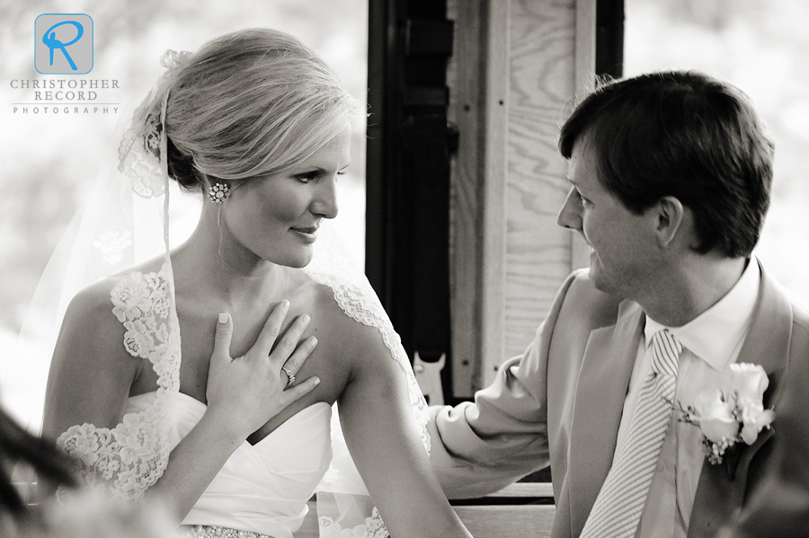 A quiet moment as they head to the reception