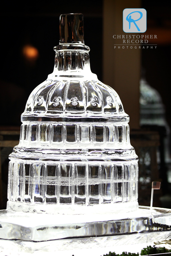 Amazing ice sculpture of the U.S. Capitol, where Brian proposed to Christina