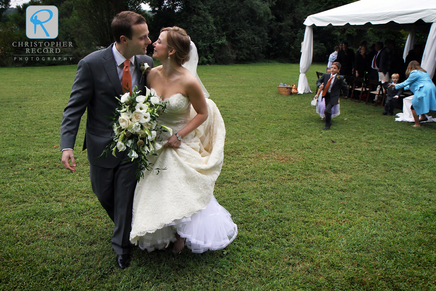 Leaving the ceremony