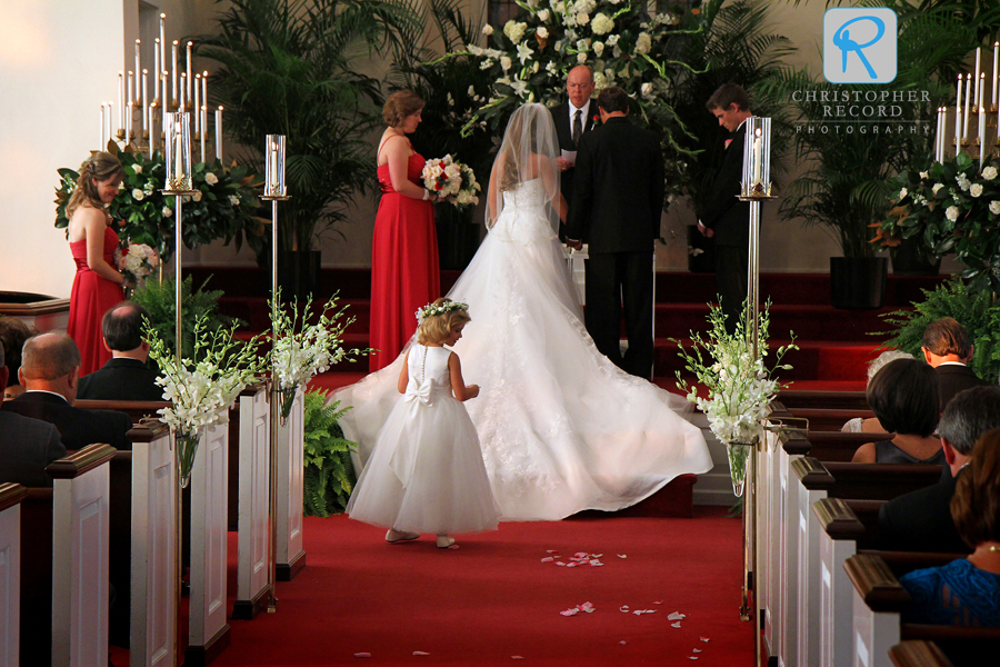 The flower girl rallied and made her walk during the service