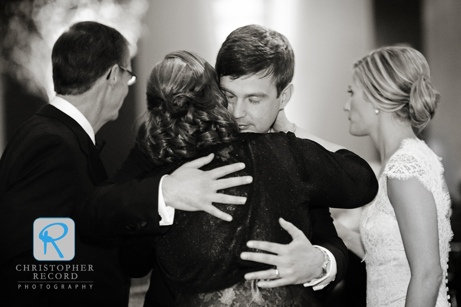 Aidan hugs his mother following their dance