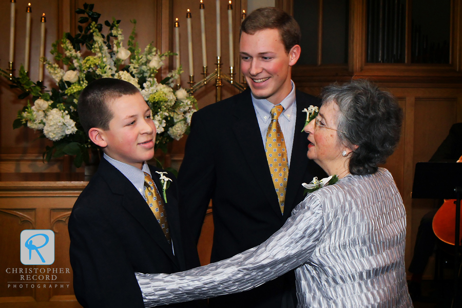 Mark's sons Luke and Russ with their grandmother