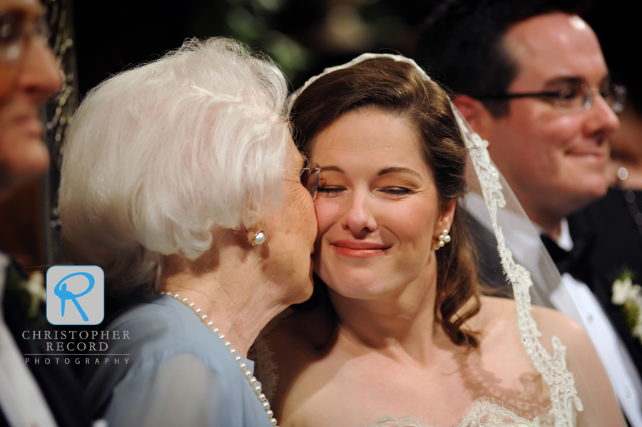 Quick kiss from Mamie, Hunter's grandmother