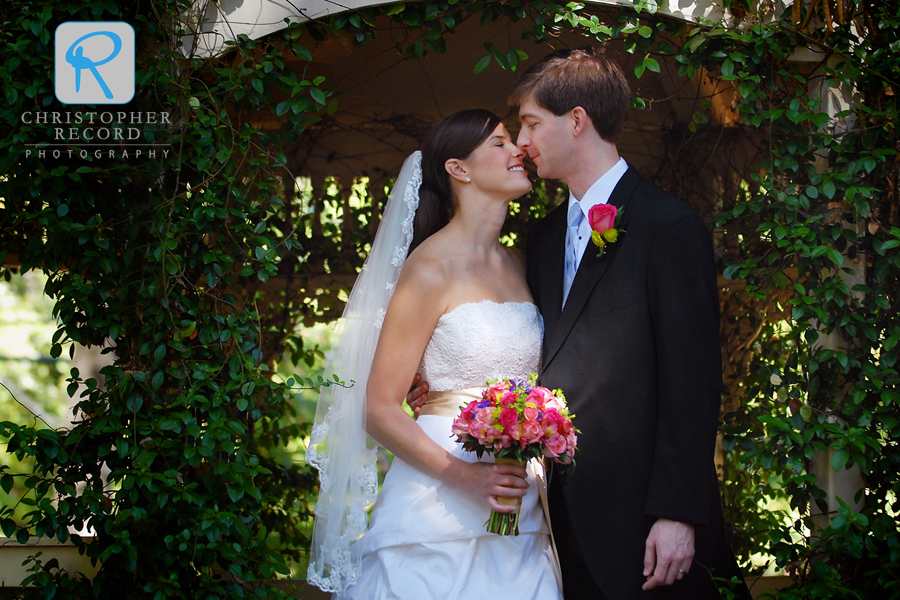 Anne and Kelly on their wedding day outside Belk Chapel