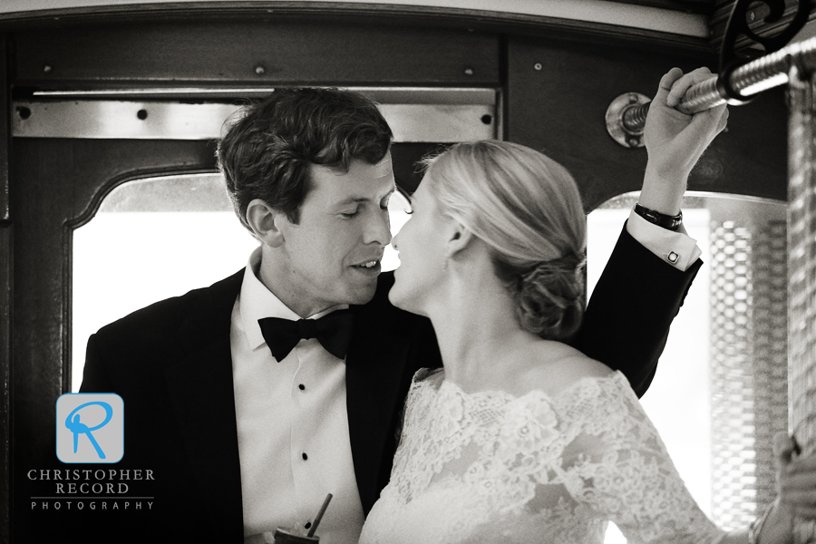 On the trolley to the reception