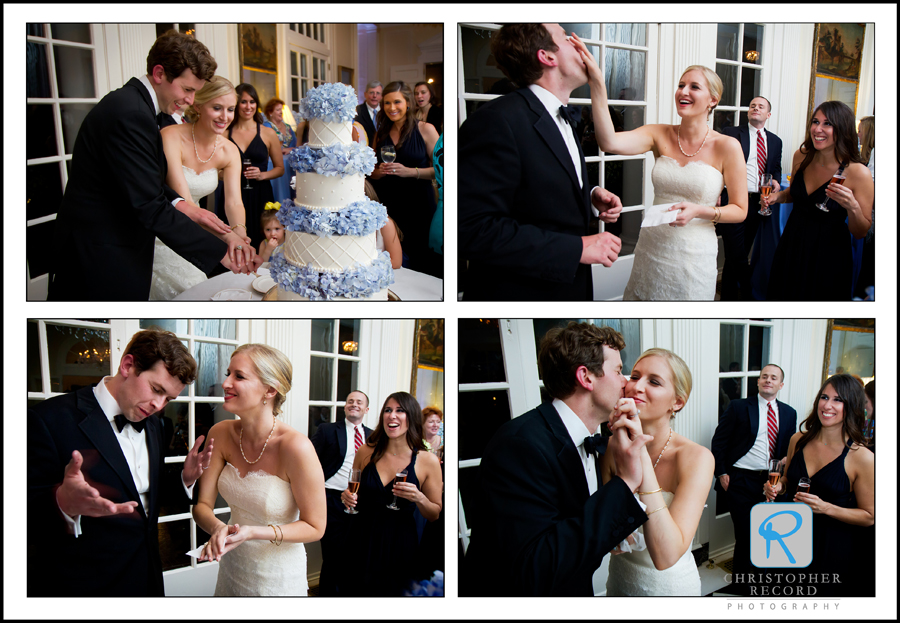 Margaret had some fun during the cake cutting
