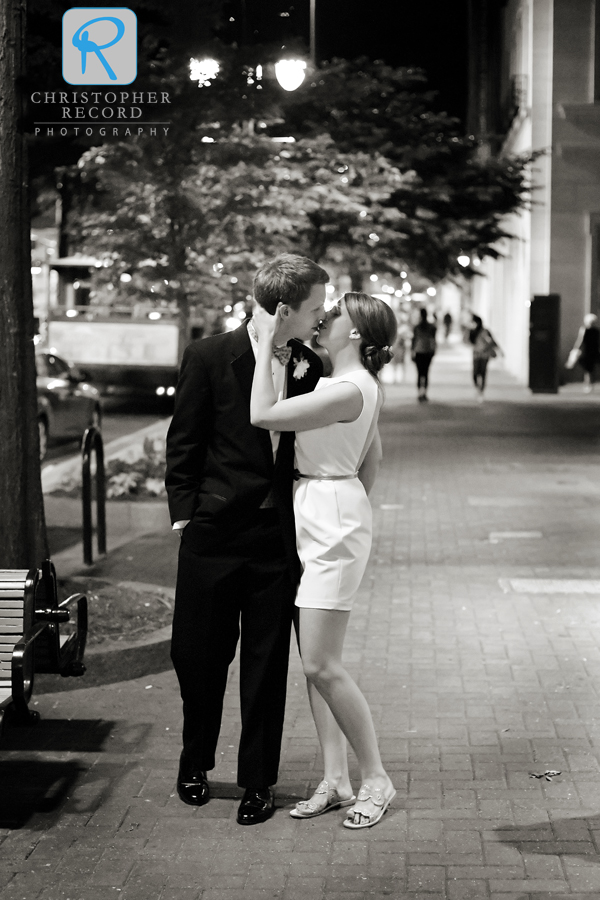 A kiss on the walk down Tryon to the Ritz Carlton