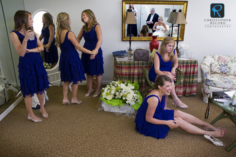 The bridesmaids get ready