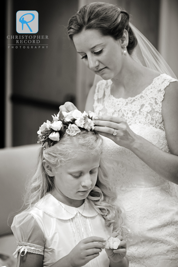 Betsy helps flower girl Sarah gets ready