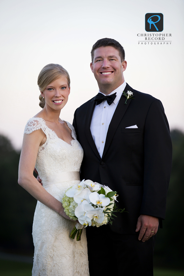 The happy couple on a beautiful evening at Carmel Country Club