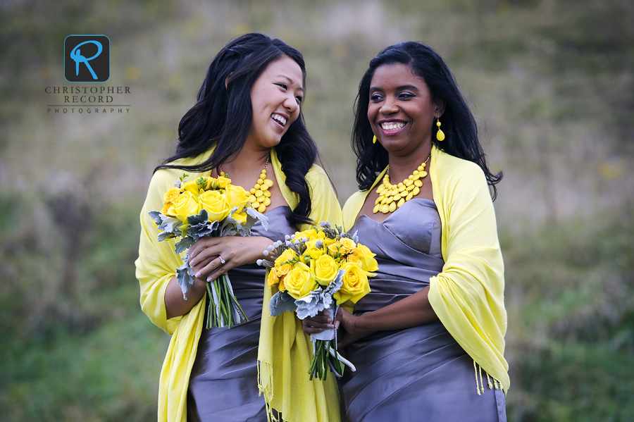 Bridesmaids gather for group photos